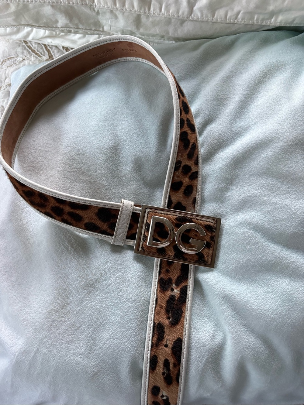 Dolce & Gabbana Leopard Print Belt with Gold DG Buckle